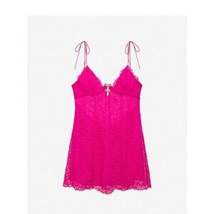 For Love & Lemons Hot Pink Butterfly Lace Slip Dress | XS | NWT